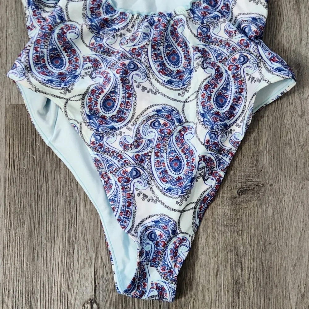 New!Frankie's Bikinis Fawn Shine Ruffle One Piece‎ Swimsuit